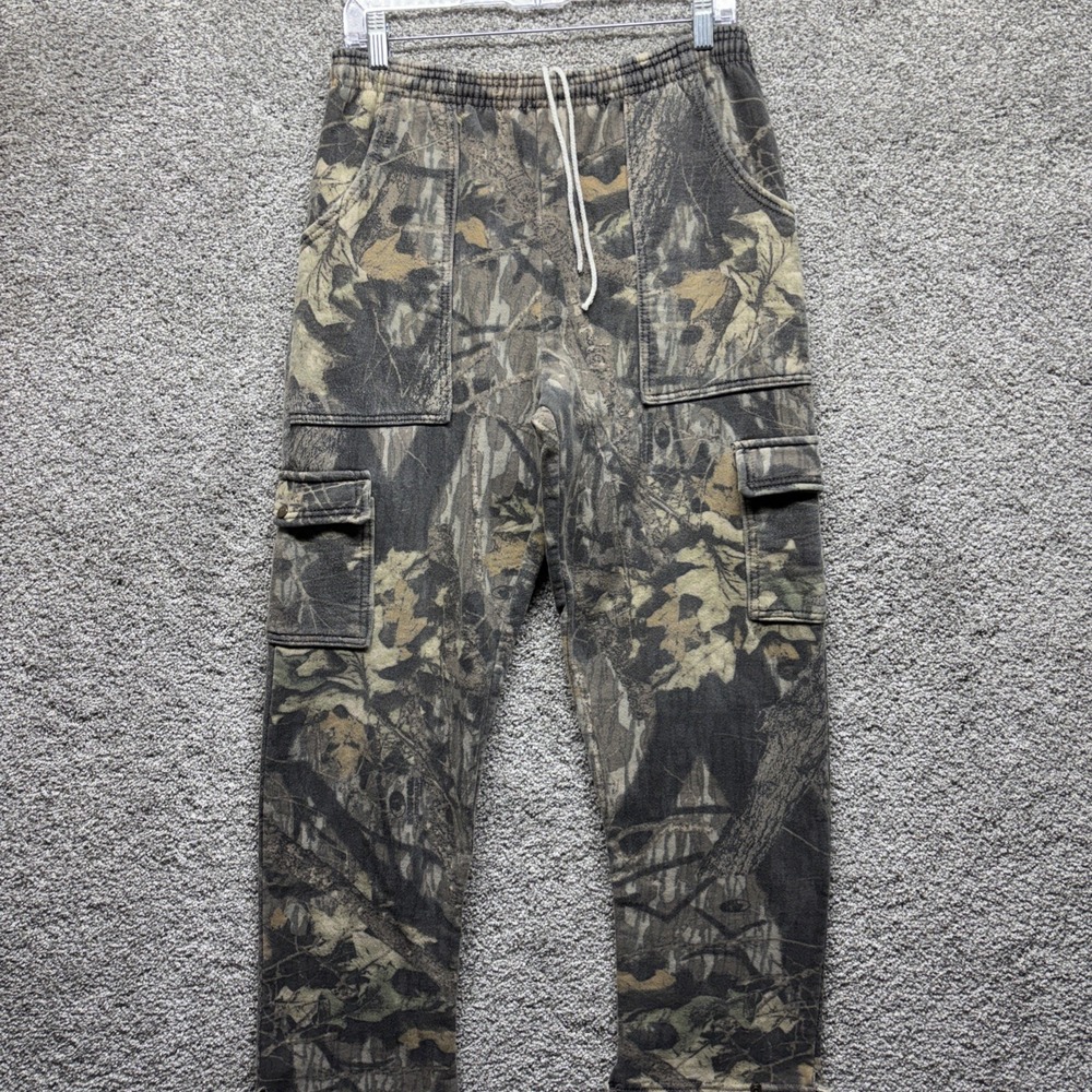 Vintage Camo Cargo MEDIUM Sweatpants Elastic Waist Jerzees Outdoors Y2K‎ 90s USA